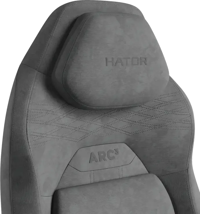 Scaun Gaming HATOR Arc 3 S, Material Velur, Cotieră 4D Reglabilă, Piston Clasa 4, Bază Aluminiu, Înclinare Spătar 170 Grade, Gri, HTC3446S