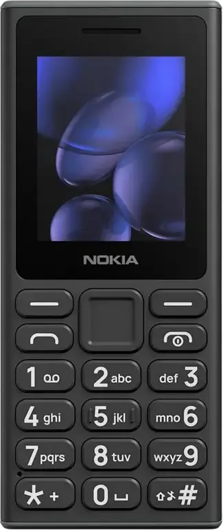 Nokia 105 (2024) Feature Phone, Dual SIM, 2.0-inch Display, Wireless FM Radio, MP3 Player, LED Flashlight, microSDHC Slot, 1000 mAh Battery, Black