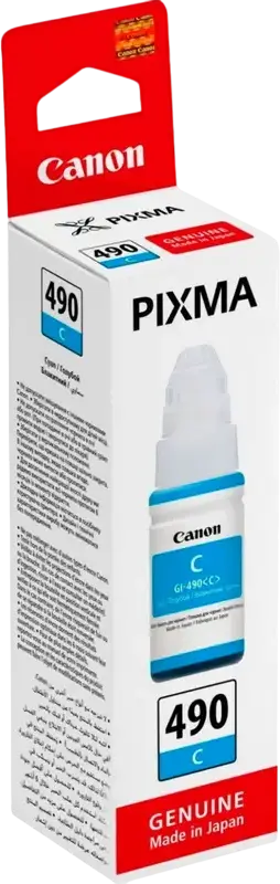 Sticla de Cerneala Canon GI-490 Cyan 70ml pentru PIXMA G1400 G2400 G3400 G4400 Series, Refill Dye-based pentru Imprimante CISS, Capacitate 7000 Pagini