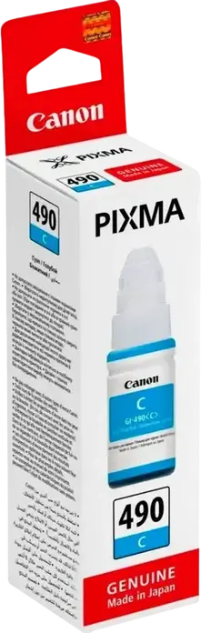 Sticla de Cerneala Canon GI-490 Cyan 70ml pentru PIXMA G1400 G2400 G3400 G4400 Series, Refill Dye-based pentru Imprimante CISS, Capacitate 7000 Pagini