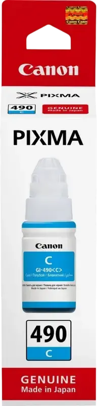 Sticla de Cerneala Canon GI-490 Cyan 70ml pentru PIXMA G1400 G2400 G3400 G4400 Series, Refill Dye-based pentru Imprimante CISS, Capacitate 7000 Pagini