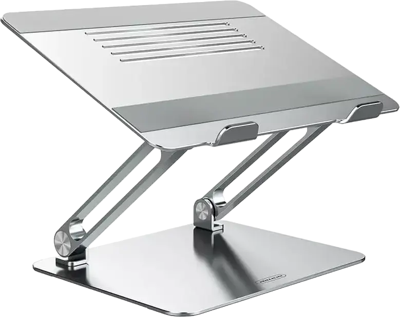 Nillkin ProDesk Adjustable Laptop Stand, Aluminum Alloy Foldable Riser for Laptops up to 17", Heat Dissipation Hollow Panel, Non-Slip Silicone, Color: Silver