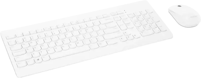 Lenovo 510 Wireless Combo Keyboard and Mouse Set GX31F38001, Membrane Water-Resistant Island-Style Keyboard, Optical Ambidextrous Mouse 1200 dpi, White