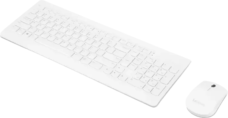 Lenovo 510 Wireless Combo Keyboard and Mouse Set GX31F38001, Membrane Water-Resistant Island-Style Keyboard, Optical Ambidextrous Mouse 1200 dpi, White