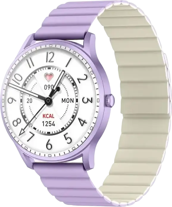 Kieslect Lora Women's Smartwatch, Violet, 3D Semi-AMOLED Round Display, Aluminum Alloy Case, Bluetooth Calling, IP68 Waterproof, Heart Rate, 70+ Sports Modes