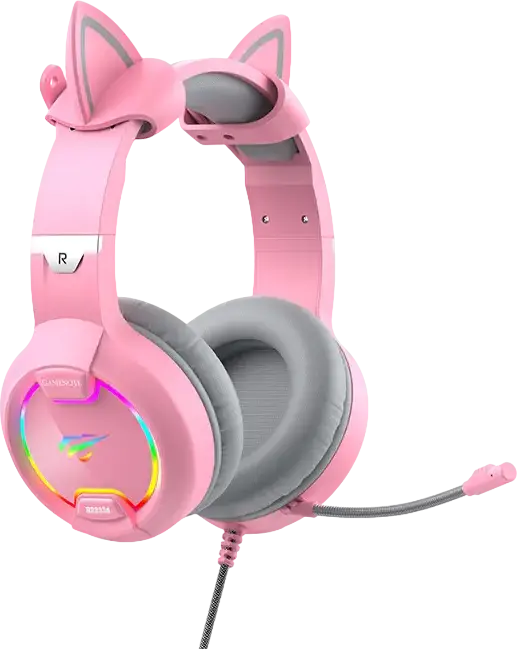 Căști gaming Havit H2233d, Cu fir, Roz