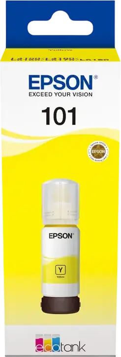 Чернила Epson 101 EcoTank C13T03V44A Желтые на водной основе для струйных принтеров L4150 L4160 L6160 L6170 L6190 L14150, объем 70мл, ресурс 6 000 страниц