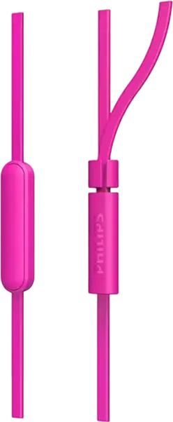 Проводные внутриканальные наушники Philips TAE1105PK, динамические неодимовые драйверы 8.6 мм, позолоченный разъем 3.5 мм, встроенный микрофон и пульт, розовый