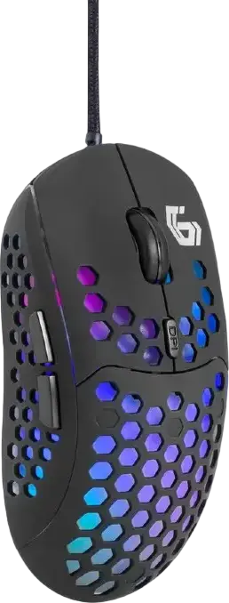 Gembird RAGNAR-RX400 RGB Gaming Mouse, Optical Sensor up to 7200 DPI, 6 Buttons, Honeycomb Ergonomic Design, Braided Cable, Color: Black