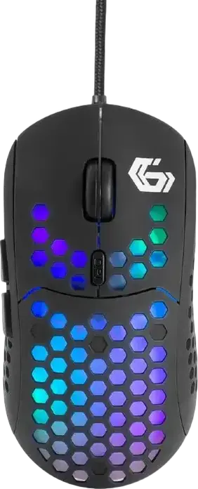Gembird RAGNAR-RX400 RGB Gaming Mouse, Optical Sensor up to 7200 DPI, 6 Buttons, Honeycomb Ergonomic Design, Braided Cable, Color: Black
