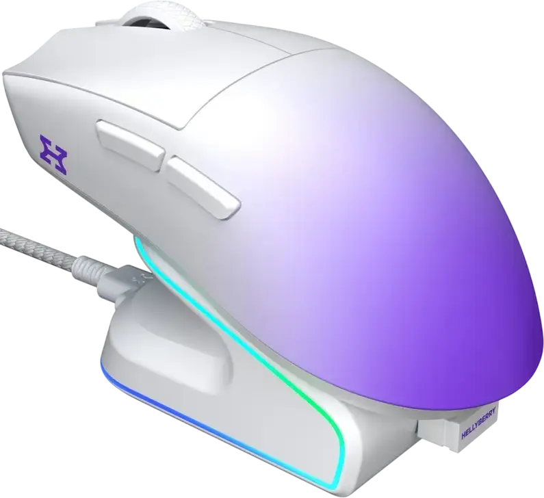 HATOR Hellyberry HM47 Pro Wireless Gaming Mouse, Black, PixArt PAW3395 26000 DPI Optical Sensor, Raesha Optical Switches, Tri-mode Connection, RGB Charging Dock, 47g