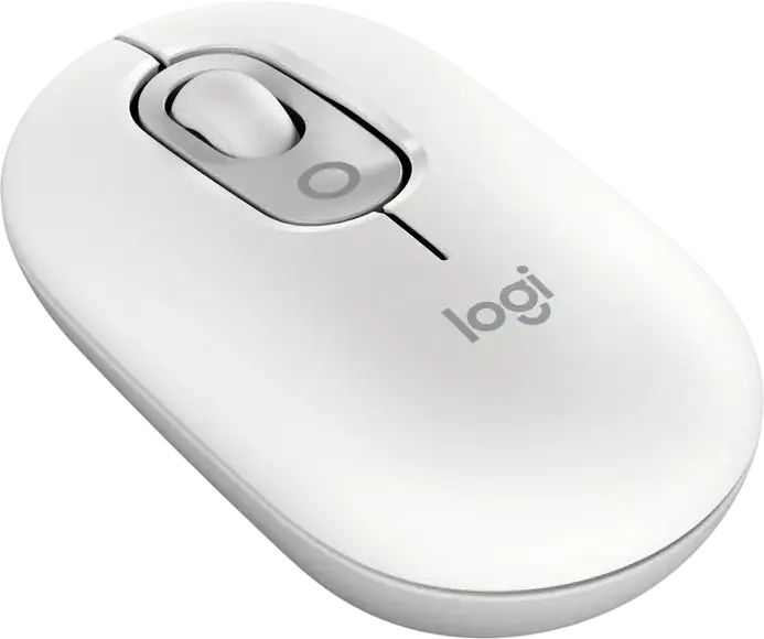 Logitech POP Mouse Wireless Bluetooth Compact Mouse, White, 4000 DPI, Silent Clicks, Dedicated Emoji Button, Ambidextrous Fingertip Grip, 104.8 x 59.4 x 35.2 mm