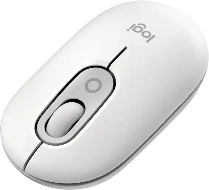 Logitech POP Mouse Wireless Bluetooth Compact Mouse, White, 4000 DPI, Silent Clicks, Dedicated Emoji Button, Ambidextrous Fingertip Grip, 104.8 x 59.4 x 35.2 mm