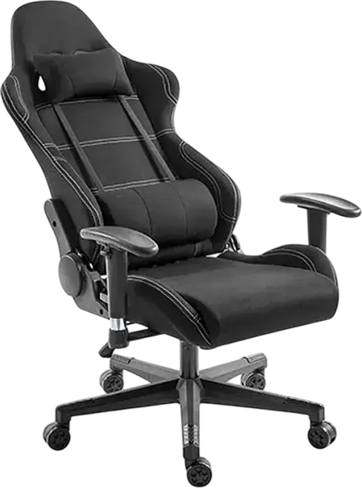 Lumi CH06-14 Gaming Chair, Mesh and Fabric, Breathable Mesh Backrest, 2D Adjustable Armrests, Class 3 Gas Lift, Steel Frame, Max Load 150kg, Recline 150°, Black