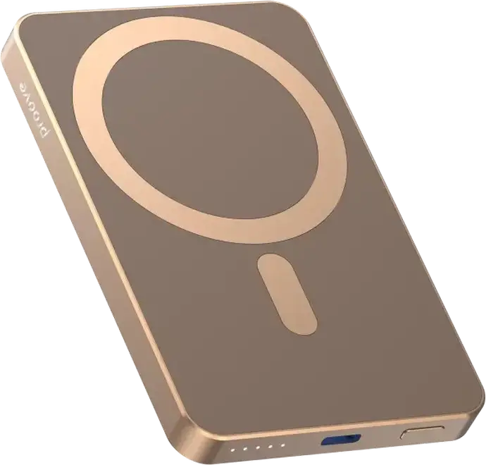 Proove Carbon Slim 20W Power Bank 5000mAh, Gold, PD3.1 QC3.0 Fast Charging, 15W Wireless Qi Charging, Kevlar and Aluminum Alloy, Ultra Slim Portable Battery