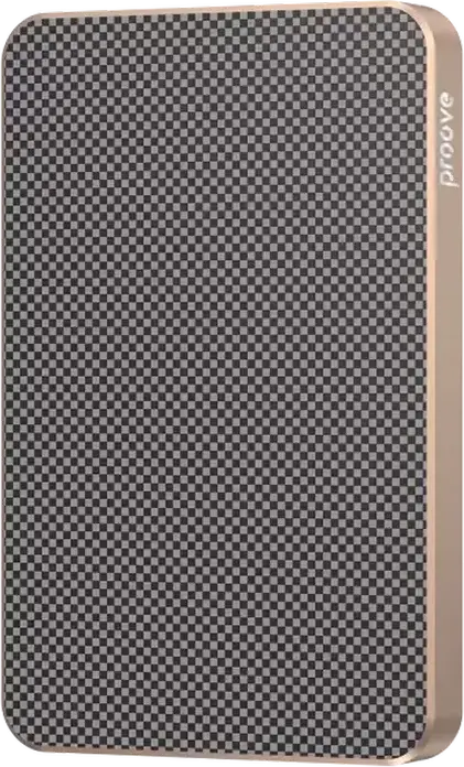 Proove Carbon Slim 20W Power Bank 5000mAh, Gold, PD3.1 QC3.0 Fast Charging, 15W Wireless Qi Charging, Kevlar and Aluminum Alloy, Ultra Slim Portable Battery
