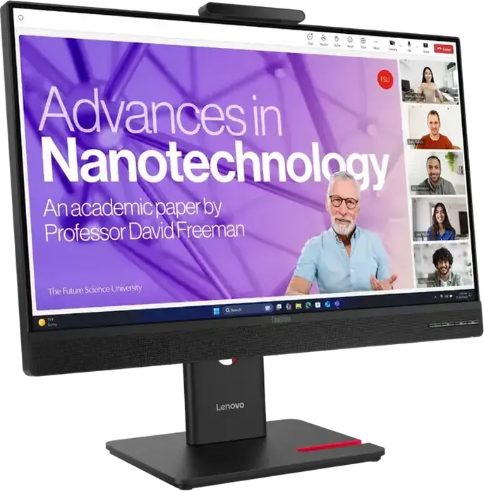 Lenovo ThinkVision T24-4v 23.8" FHD IPS Monitor, 1920x1080, 5MP IR+RGB Webcam Windows Hello, HDMI DP VGA, Height Adjustable Stand, Eclipse Black