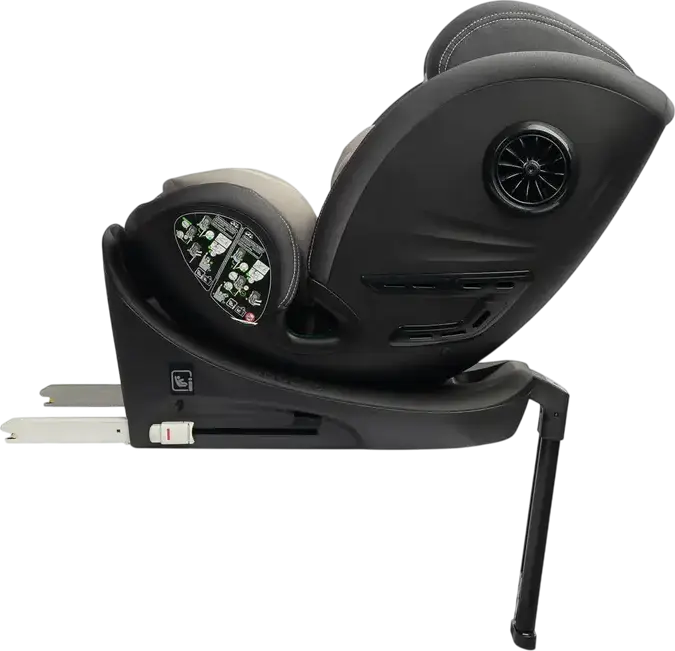 Caretero Fortis i-Size 360 Degree Swivel Car Seat, Antibacterial Polyester, ISOFIX with Stability Leg, ECE R129/02, 40-150 cm / 0-36 kg, 5-Point Harness, Grey