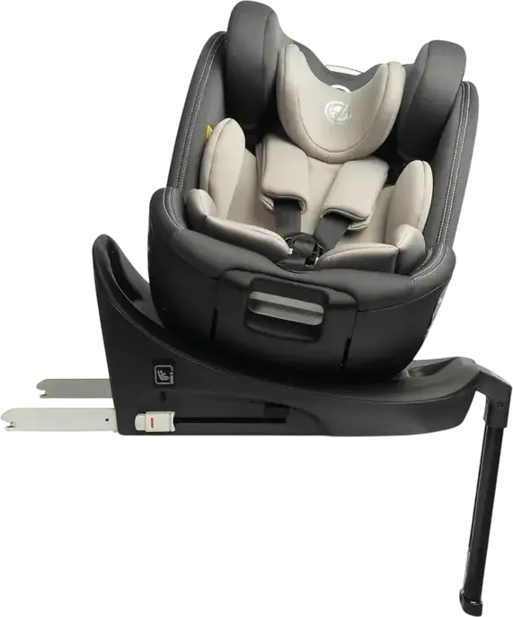 Caretero Fortis i-Size 360 Degree Swivel Car Seat, Antibacterial Polyester, ISOFIX with Stability Leg, ECE R129/02, 40-150 cm / 0-36 kg, 5-Point Harness, Grey