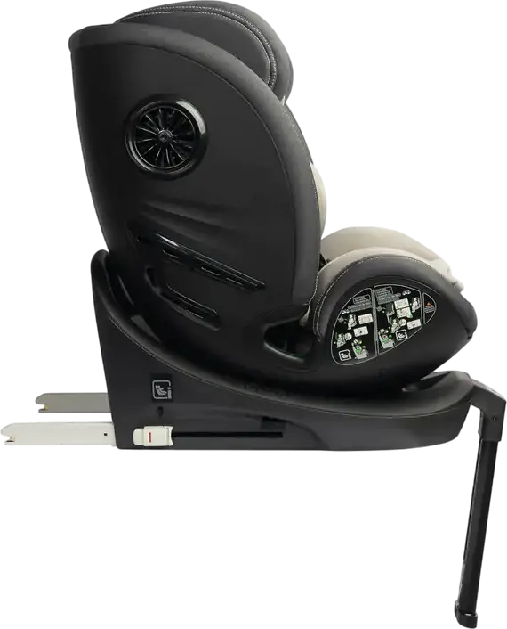 Caretero Fortis i-Size 360 Degree Swivel Car Seat, Antibacterial Polyester, ISOFIX with Stability Leg, ECE R129/02, 40-150 cm / 0-36 kg, 5-Point Harness, Grey