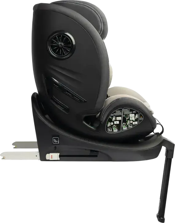 Caretero Fortis i-Size 360 Degree Swivel Car Seat, Antibacterial Polyester, ISOFIX with Stability Leg, ECE R129/02, 40-150 cm / 0-36 kg, 5-Point Harness, Grey