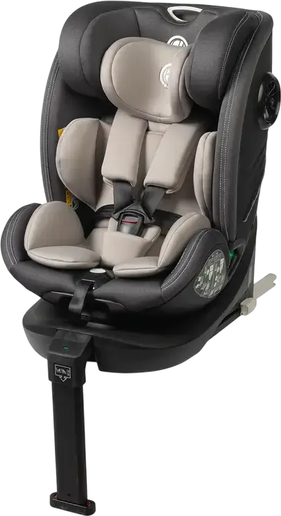 Caretero Fortis i-Size 360 Degree Swivel Car Seat, Antibacterial Polyester, ISOFIX with Stability Leg, ECE R129/02, 40-150 cm / 0-36 kg, 5-Point Harness, Grey