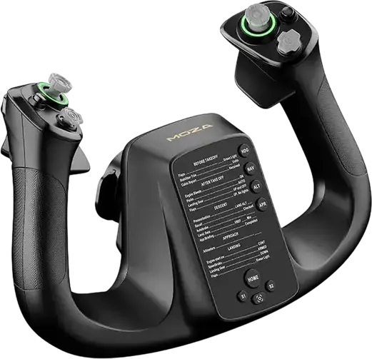 MOZA MFY Yoke Flight Simulation Handle for AY210 Base, Hall Effect Sensors, 34 Configurable Inputs, RGB Lighting, PA66 Fiberglass Composite, Windows, Compatibility: MOZA AY210 Yoke Base