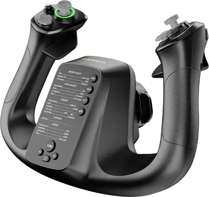 MOZA MFY Yoke Flight Simulation Handle for AY210 Base, Hall Effect Sensors, 34 Configurable Inputs, RGB Lighting, PA66 Fiberglass Composite, Windows, Compatibility: MOZA AY210 Yoke Base