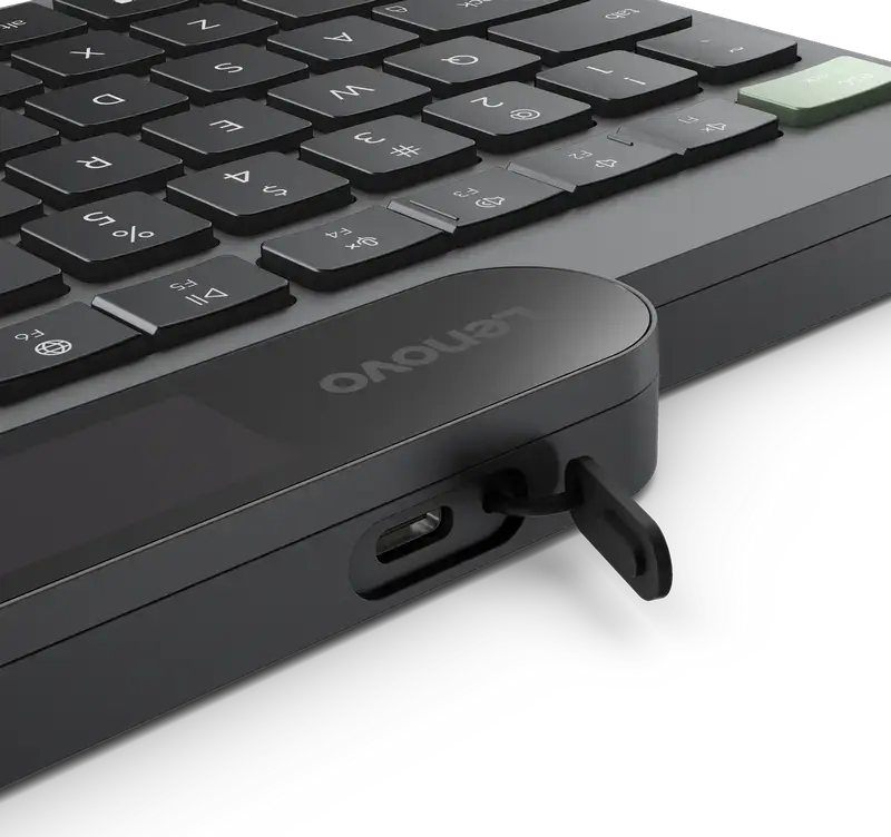 Беспроводная клавиатура Lenovo 4Y41R69504 с самозарядкой Bluetooth, солнечная панель и USB Type-C, мембранные клавиши, черная, 420 x 151 x 16 мм
