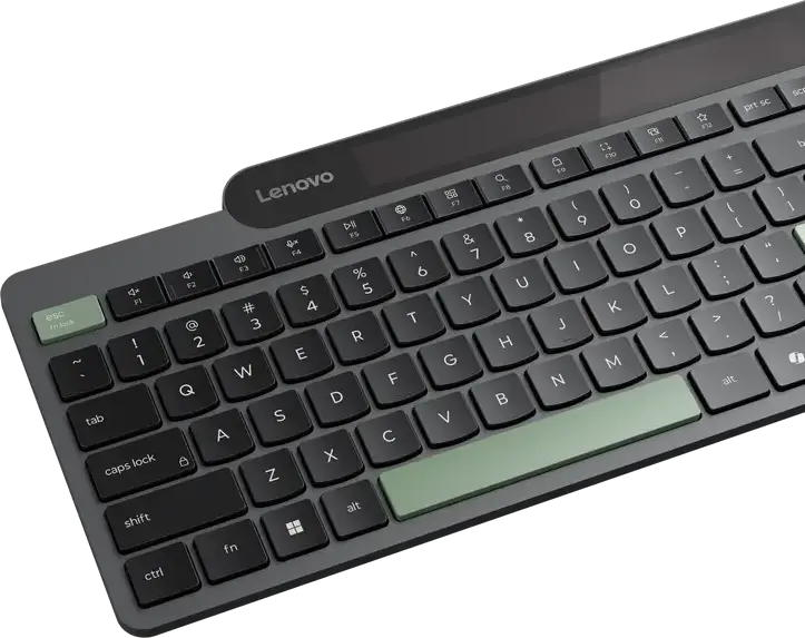 Беспроводная клавиатура Lenovo 4Y41R69504 с самозарядкой Bluetooth, солнечная панель и USB Type-C, мембранные клавиши, черная, 420 x 151 x 16 мм