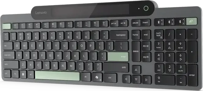 Беспроводная клавиатура Lenovo 4Y41R69504 с самозарядкой Bluetooth, солнечная панель и USB Type-C, мембранные клавиши, черная, 420 x 151 x 16 мм