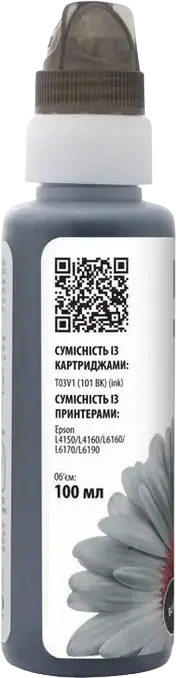Barva E101-558 Black Pigment Ink for Epson L Series Printers, Compatible with T03ZV1 101 BK, L4150 L4160 L6160 L6170 L6190, Pack Size: 100ml