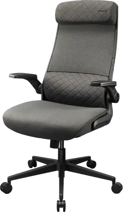 Scaun Gaming Cougar Stryder CGR-STD-GRB, Material Textil Imitare In si Plasa, Cotier Flip-up, Suport Lombar Ergonomic, Clasa 4 Gas Lift, Gri