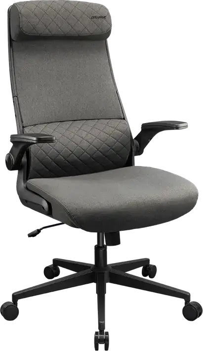 Scaun Gaming Cougar Stryder CGR-STD-GRB, Material Textil Imitare In si Plasa, Cotier Flip-up, Suport Lombar Ergonomic, Clasa 4 Gas Lift, Gri
