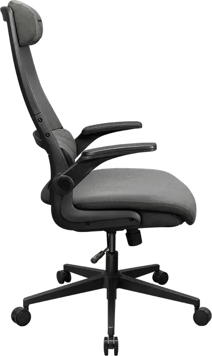 Scaun Gaming Cougar Stryder CGR-STD-GRB, Material Textil Imitare In si Plasa, Cotier Flip-up, Suport Lombar Ergonomic, Clasa 4 Gas Lift, Gri
