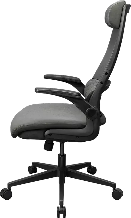 Scaun Gaming Cougar Stryder CGR-STD-GRB, Material Textil Imitare In si Plasa, Cotier Flip-up, Suport Lombar Ergonomic, Clasa 4 Gas Lift, Gri