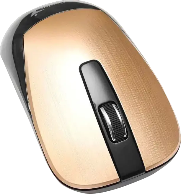 Genius NX-7015 Wireless Optical Mouse, Gold, 2.4 GHz USB-A Pico Receiver, 1600 DPI, Ambidextrous Contoured Design, Plug and Play, 10m Range