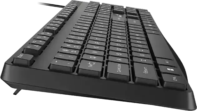 Genius KB-117S Wired USB Membrane Keyboard, Color: Black, Chocolate-style Silent Keys, Dedicated AI Copilot Key, 12 Shortcut Keys, Palm Rest