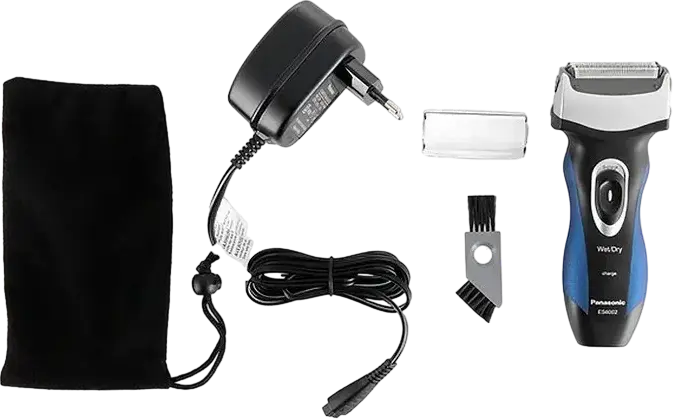 Aparat de ras electric Panasonic ES6002 cu sita, Wet & Dry Impermeabil, 3 Capete de Ras, Trimer Integrat, Baterie Reincarcabila Ni-Mh, Albastru-Negru, 1 Accesoriu