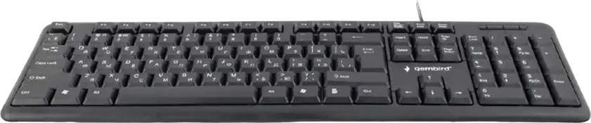 Gembird KB-U-103 Wired USB Membrane Keyboard, Full-Size 104 Keys, Layout: English, Russian, Silent Typing, Color: Black