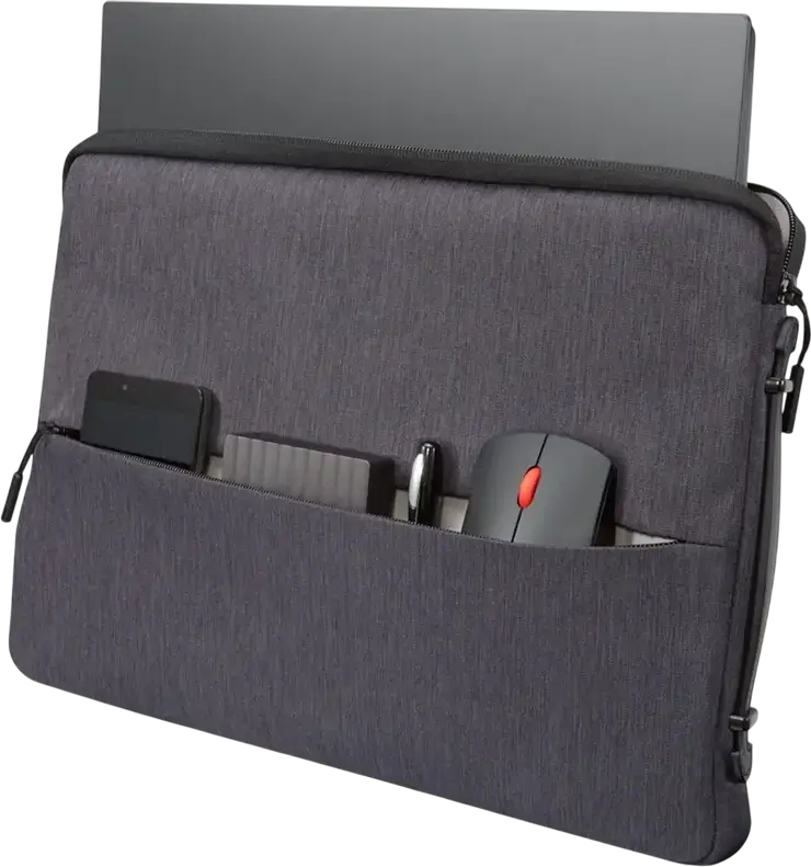 Lenovo Urban Sleeve GX40Z50940 for 13" Laptops, Water-resistant Polyester Grey Case with Padded Interior and Exterior Accessory Pocket, 13 Inch Capacity