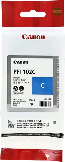Чернильный картридж Canon PFI-102 130мл на красителях для плоттеров imagePROGRAF серии iPF CAD GIS