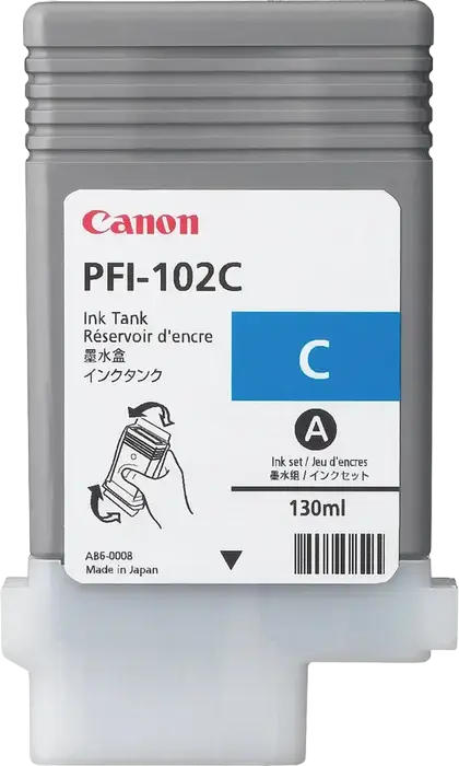 Cartuș de cerneală Canon PFI-102, 130ml, Cyan