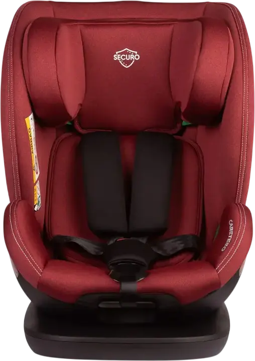 Caretero Securo 360 Rotating Car Seat, Burgundy, Polyester-Bamboo, i-Size ECE R129/02, ISOFIX & Top Tether, Group 0+/1/2/3 for 40-150 cm (0-36 kg), SIP Protection, Memory Foam