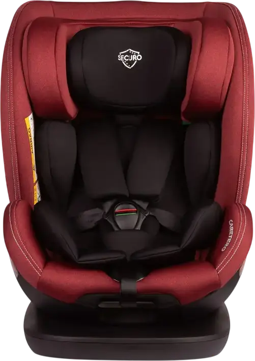 Caretero Securo 360 Rotating Car Seat, Burgundy, Polyester-Bamboo, i-Size ECE R129/02, ISOFIX & Top Tether, Group 0+/1/2/3 for 40-150 cm (0-36 kg), SIP Protection, Memory Foam