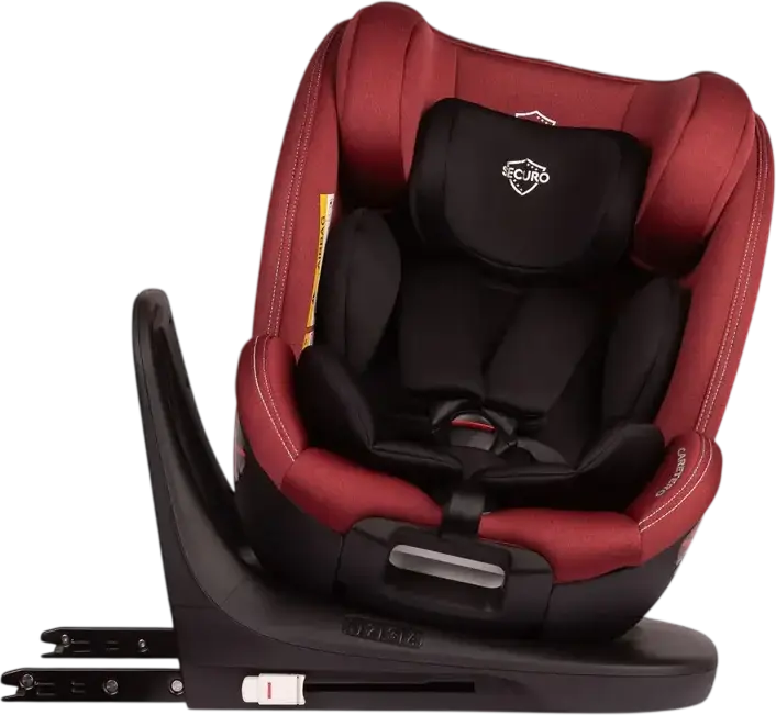 Caretero Securo 360 Rotating Car Seat, Burgundy, Polyester-Bamboo, i-Size ECE R129/02, ISOFIX & Top Tether, Group 0+/1/2/3 for 40-150 cm (0-36 kg), SIP Protection, Memory Foam