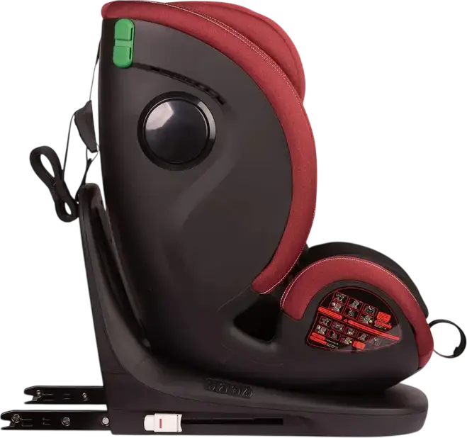 Caretero Securo 360 Rotating Car Seat, Burgundy, Polyester-Bamboo, i-Size ECE R129/02, ISOFIX & Top Tether, Group 0+/1/2/3 for 40-150 cm (0-36 kg), SIP Protection, Memory Foam