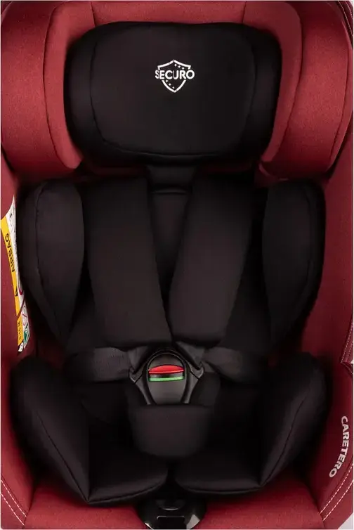 Caretero Securo 360 Rotating Car Seat, Burgundy, Polyester-Bamboo, i-Size ECE R129/02, ISOFIX & Top Tether, Group 0+/1/2/3 for 40-150 cm (0-36 kg), SIP Protection, Memory Foam
