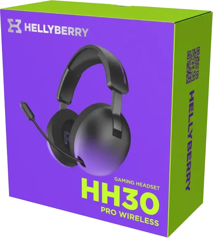 HATOR Hellyberry HH30 Pro Wireless Gaming Headset, Black/Purple, Tri-mode Connectivity (2.4GHz, Bluetooth 6.0, Wired), 50mm Drivers, 80h Battery, Cooling Gel Earpads