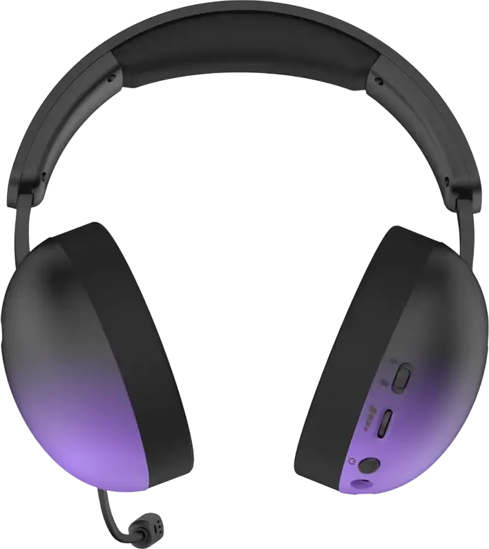 HATOR Hellyberry HH30 Pro Wireless Gaming Headset, Black/Purple, Tri-mode Connectivity (2.4GHz, Bluetooth 6.0, Wired), 50mm Drivers, 80h Battery, Cooling Gel Earpads
